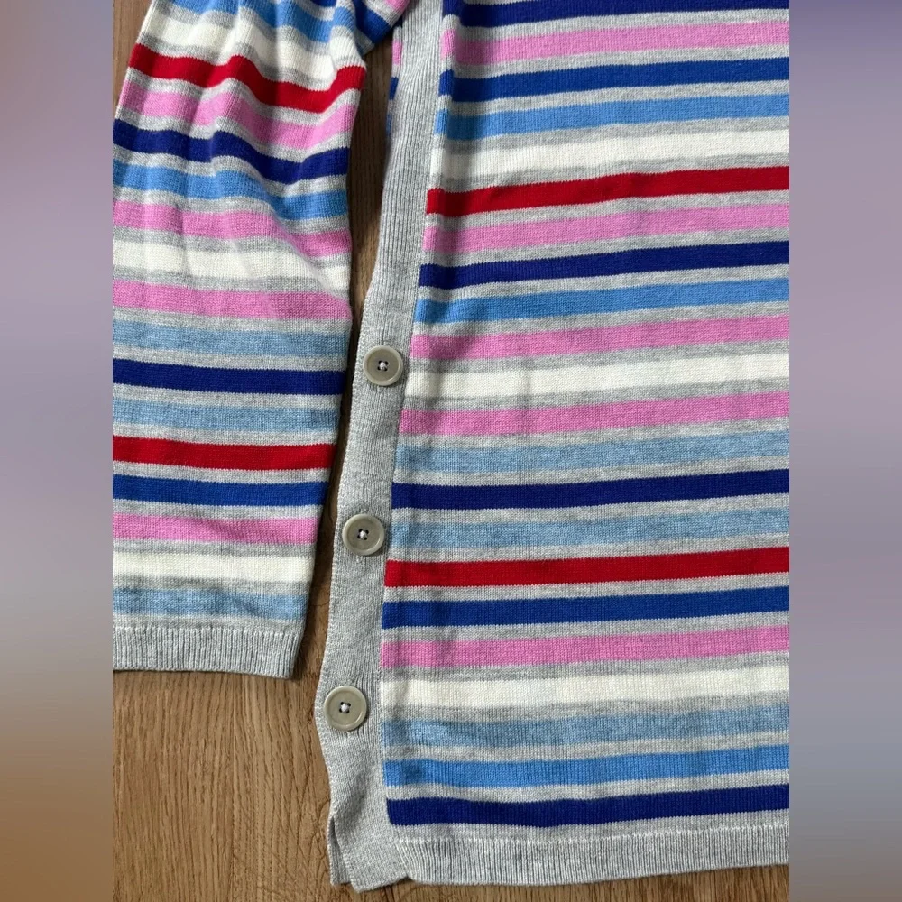 NWT Talbots‎ Multi Stripe  Gray Side Button Long Sleeve Sweater Size Petite L
